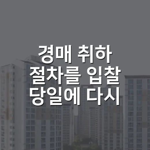 경매 취하 절차를 입찰 당일에 다시 확인한 이유 - 요약