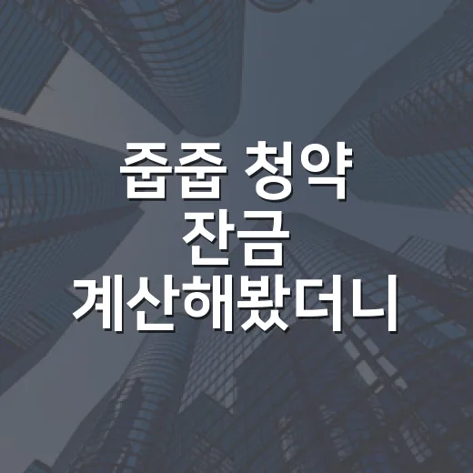 줍줍 청약 잔금 계산해봤더니 당첨보다 돈이 급했다 - 요약