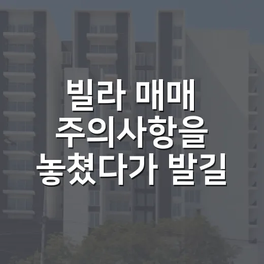 빌라 매매 주의사항을 놓쳤다가 발길 돌린 날 - 요약