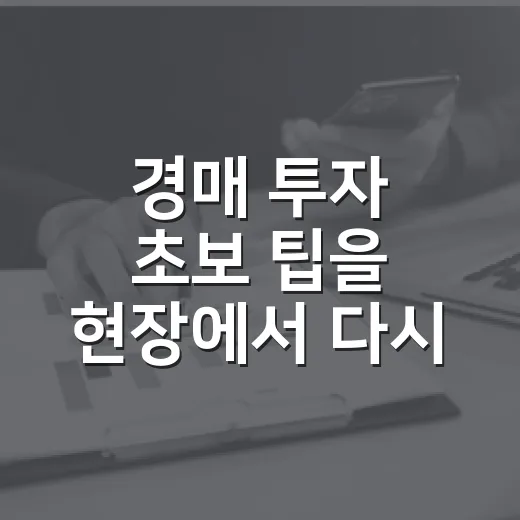 경매 투자 초보 팁을 현장에서 다시 배운 날 - 요약