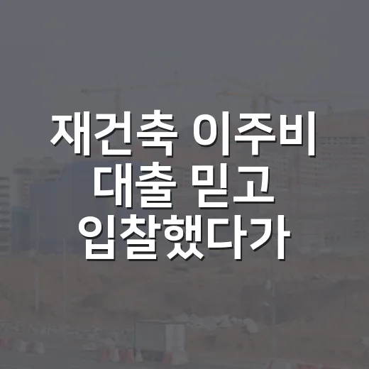 재건축 이주비 대출 믿고 입찰했다가 계산을 다시 한 이유 - 요약