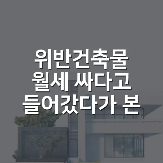 위반건축물 월세 싸다고 들어갔다가 본 것들 - 요약