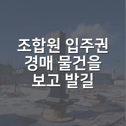 조합원 입주권 경매 물건을 보고 발길을 돌린 이유 - 요약