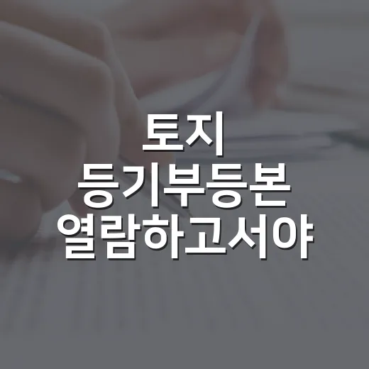 토지 등기부등본 열람하고서야 보인 땅의 함정 - 요약