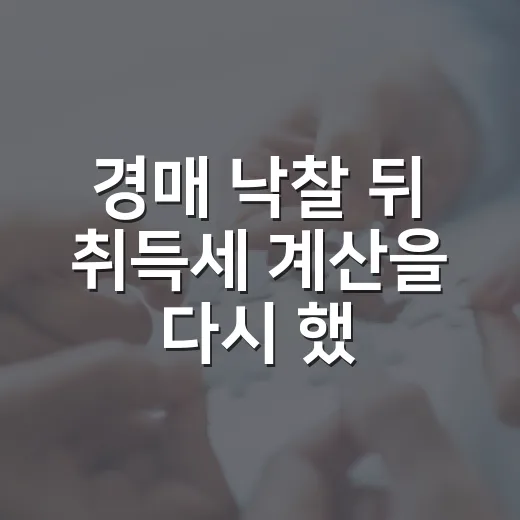 경매 낙찰 뒤 취득세 계산을 다시 했던 이유 - 요약