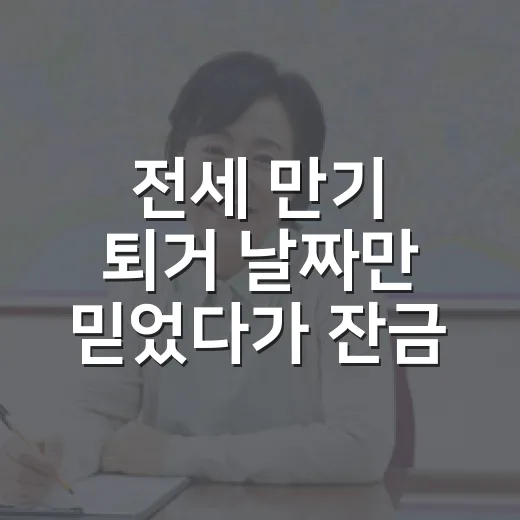 전세 만기 퇴거 날짜만 믿었다가 잔금이 꼬인 날 - 요약