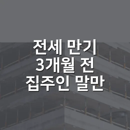 전세 만기 3개월 전 집주인 말만 믿었다가 식은땀 났다 - 요약