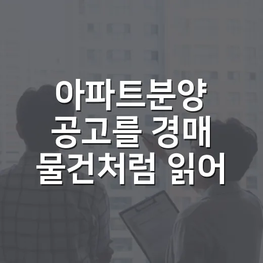아파트분양 공고를 경매 물건처럼 읽어봤더니 - 요약