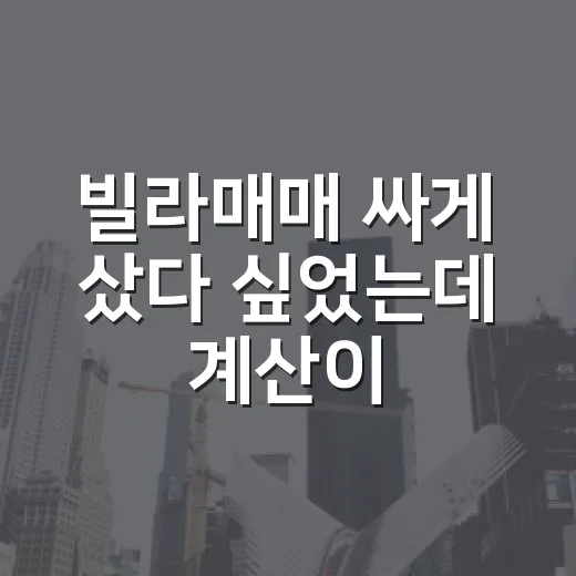 빌라매매 싸게 샀다 싶었는데 계산이 달랐다 - 요약