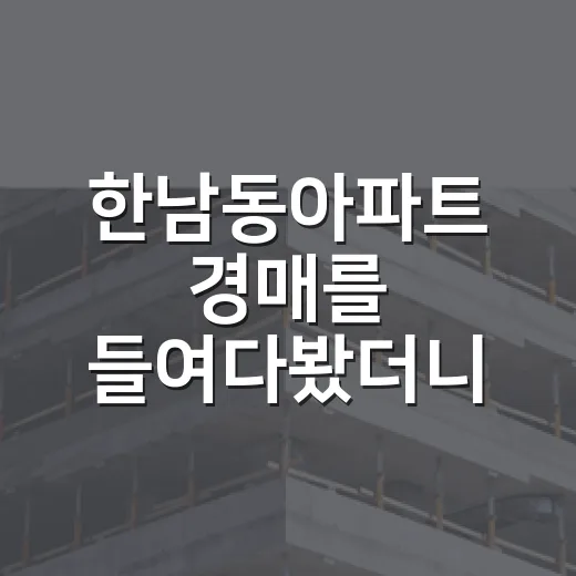 한남동아파트 경매를 들여다봤더니 싸다는 말이 무서웠다 - 요약