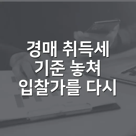 경매 취득세 기준 놓쳐 입찰가를 다시 썼다 - 요약