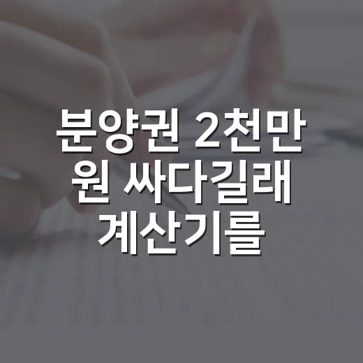 분양권 2천만 원 싸다길래 계산기를 다시 두드렸다 - 요약