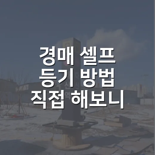 경매 셀프 등기 방법 직접 해보니 서류보다 순서가 중요했다 - 요약