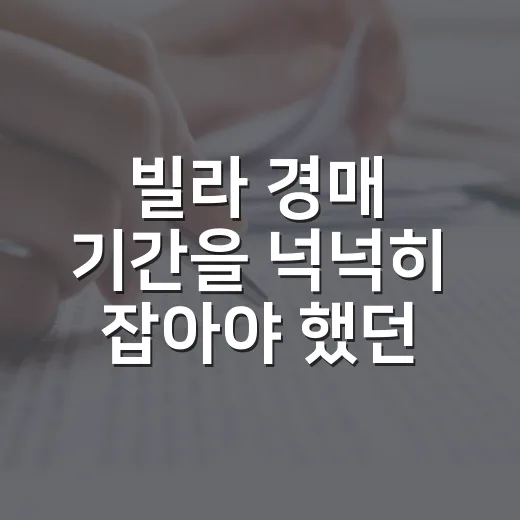 빌라 경매 기간을 넉넉히 잡아야 했던 이유 - 요약
