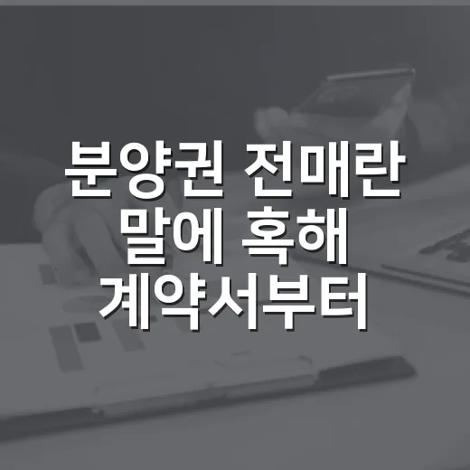 분양권 전매란 말에 혹해 계약서부터 펼쳐봤다 - 요약