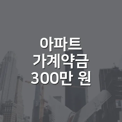 아파트 가계약금 300만 원 앞에서 멈춘 이유 - 요약