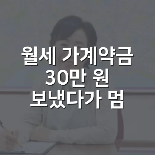 월세 가계약금 30만 원 보냈다가 멈칫한 이유 - 요약
