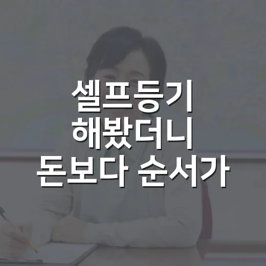 셀프등기 해봤더니 돈보다 순서가 중요했다 - 요약