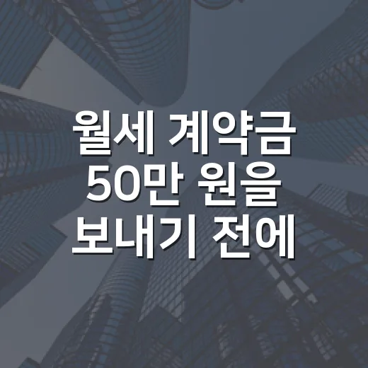 월세 계약금 50만 원을 보내기 전에 멈춘 이유 - 요약