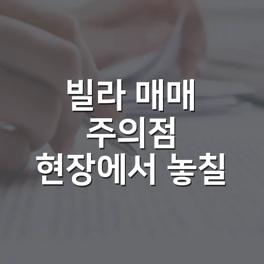 빌라 매매 주의점 현장에서 놓칠 뻔한 한 줄 - 요약