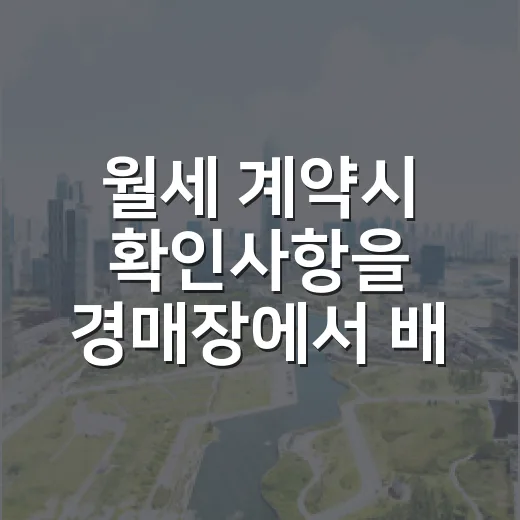월세 계약시 확인사항을 경매장에서 배웠습니다 - 요약