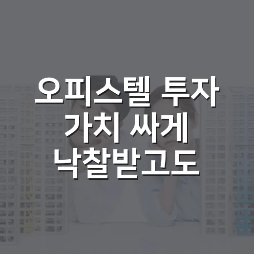 오피스텔 투자 가치 싸게 낙찰받고도 망설인 이유 - 요약