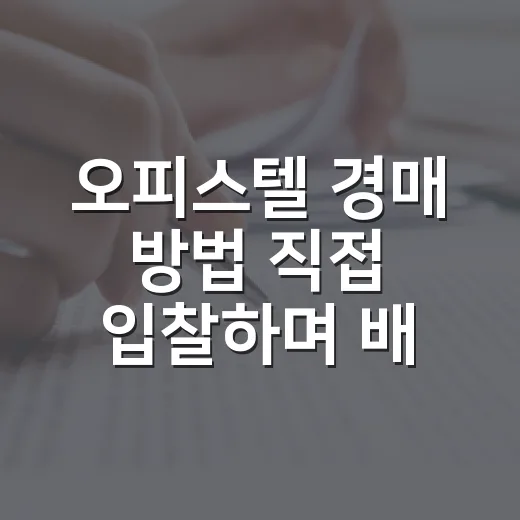오피스텔 경매 방법 직접 입찰하며 배운 것 - 요약