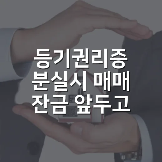 등기권리증 분실시 매매 잔금 앞두고 겪은 일 - 요약