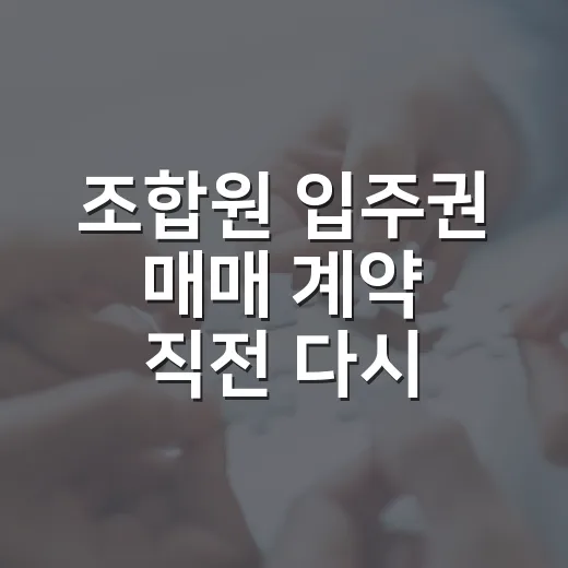 조합원 입주권 매매 계약 직전 다시 계산한 이유 - 요약