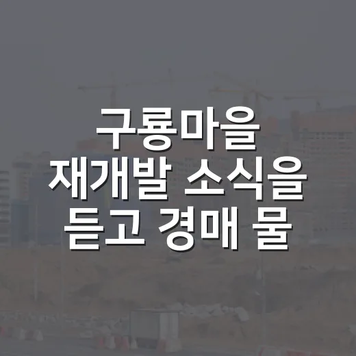 구룡마을 재개발 소식을 듣고 경매 물건부터 다시 본 이유 - 요약