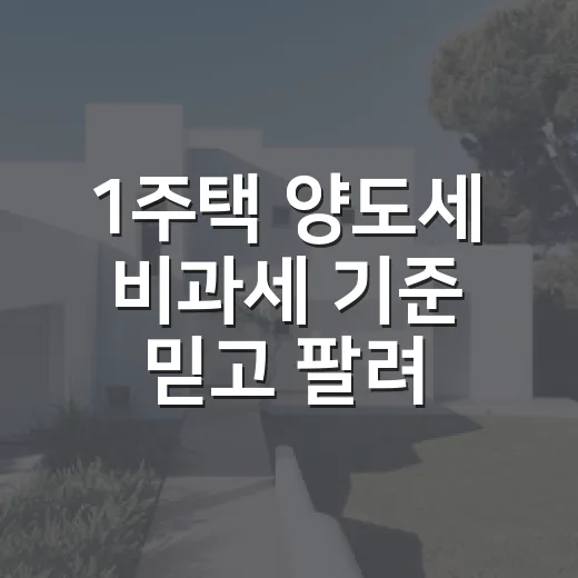 1주택 양도세 비과세 기준 믿고 팔려다 멈칫한 이유 - 요약