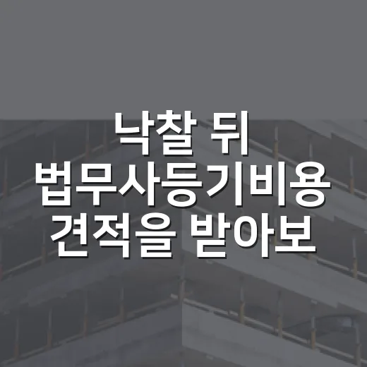 낙찰 뒤 법무사등기비용 견적을 받아보니 - 요약