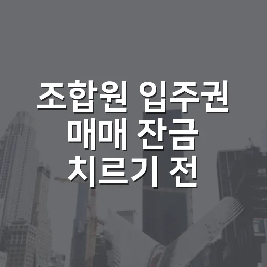 조합원 입주권 매매 잔금 치르기 전 다시 확인한 것들 - 요약
