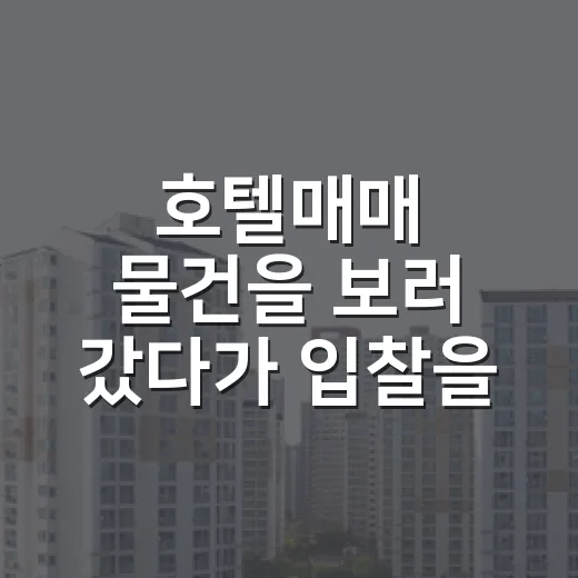 호텔매매 물건을 보러 갔다가 입찰을 접은 이유 - 요약