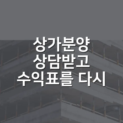 상가분양 상담받고 수익표를 다시 써봤다 - 요약