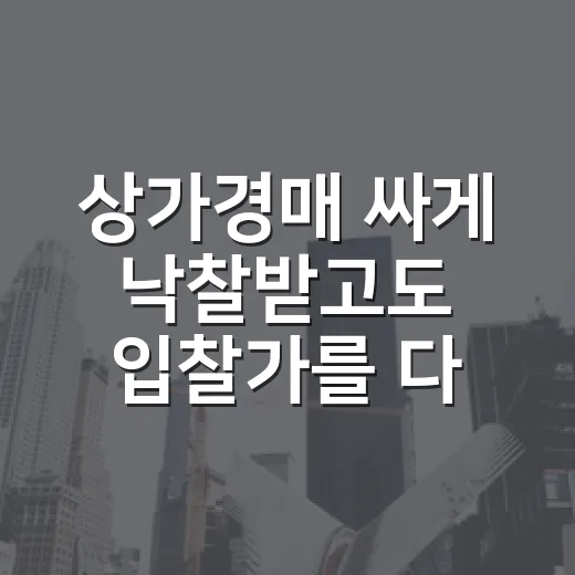 상가경매 싸게 낙찰받고도 입찰가를 다시 계산한 이유 - 요약