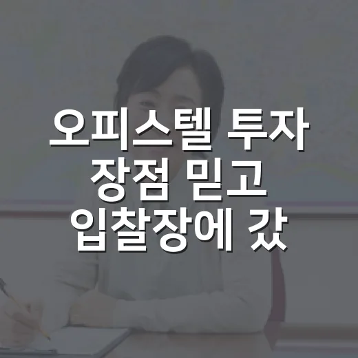 오피스텔 투자 장점 믿고 입찰장에 갔다가 다시 계산했다 - 요약