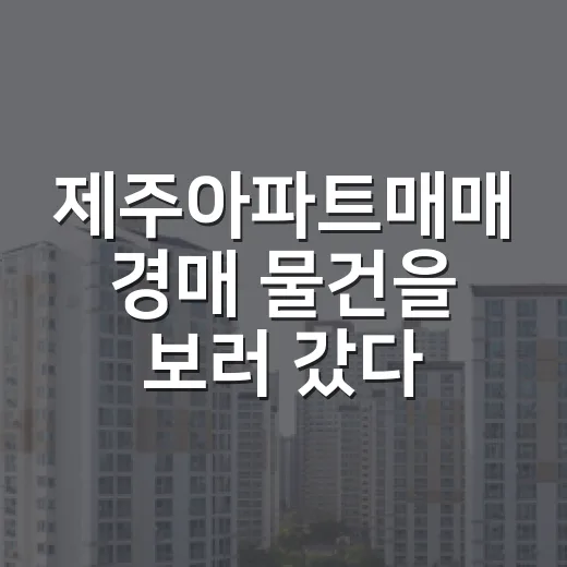 제주아파트매매 경매 물건을 보러 갔다가 입찰을 접은 이유 - 요약