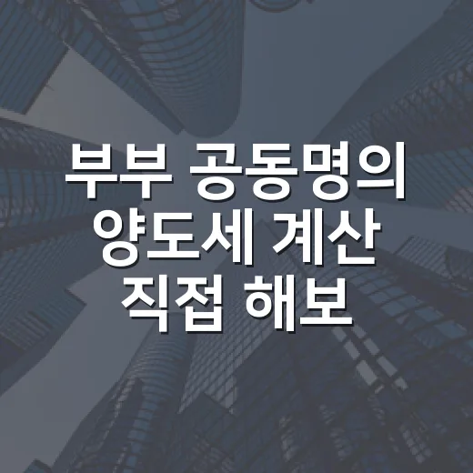 부부 공동명의 양도세 계산 직접 해보니 달랐다 - 요약