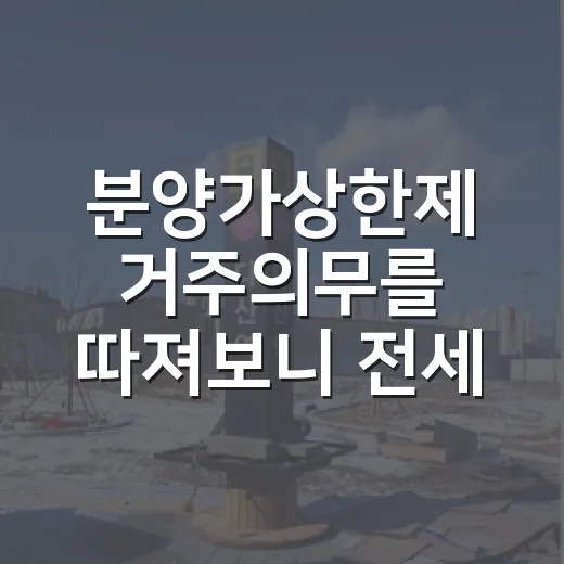 분양가상한제 거주의무를 따져보니 전세 계획이 달라졌다 - 요약
