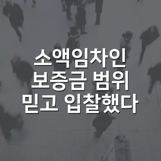 소액임차인 보증금 범위 믿고 입찰했다가 멈춘 이유 - 요약