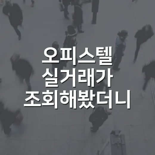 오피스텔 실거래가 조회해봤더니 싸다는 말이 달라졌다 - 요약