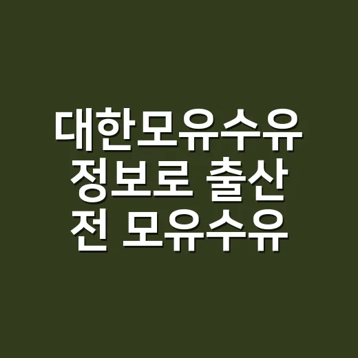 대한모유수유 정보로 출산 전 모유수유 준비하는 방법 - 요약
