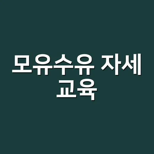 모유수유 자세 교육, 초보 엄마가 덜 아프게 시작하는 방법 - 요약