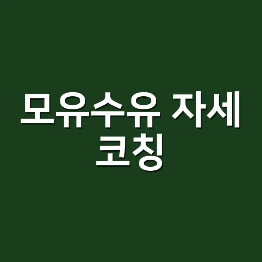 모유수유 자세 코칭…