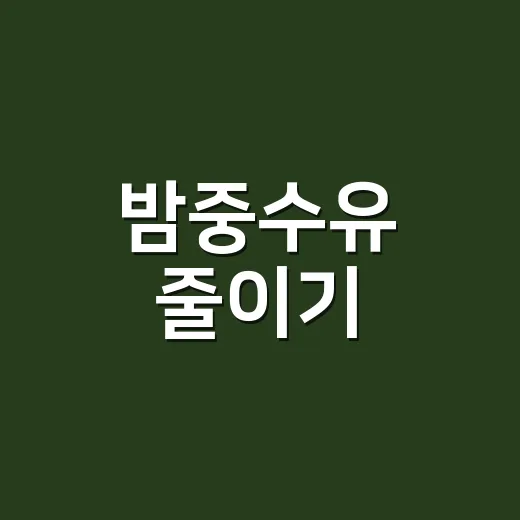 밤중수유 줄이기, 초보 부모가 무리하지 않고 시작하는 방법 - 요약