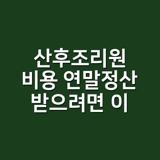 산후조리원 비용 연말정산 받으려면 이렇게 챙기면 됩니다 - 요약