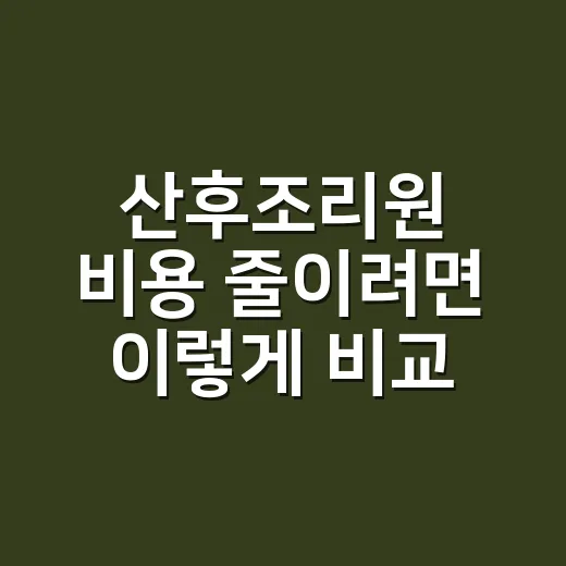 산후조리원 비용 줄이려면 이렇게 비교하세요 - 요약