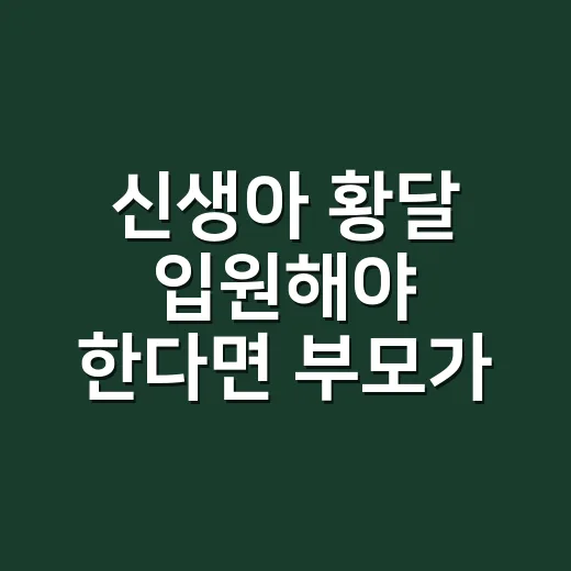 신생아 황달 입원해야 한다면 부모가 준비하고 확인하는 방법 - 요약