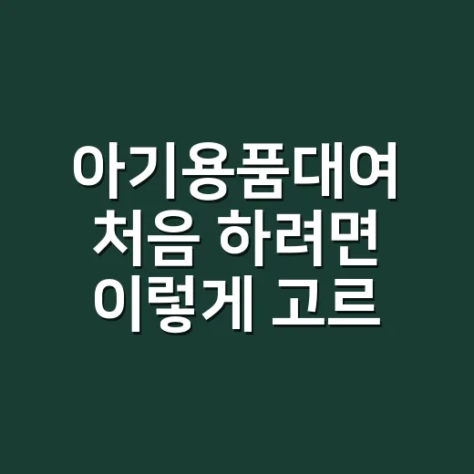 아기용품대여 처음 하려면 이렇게 고르세요 - 요약